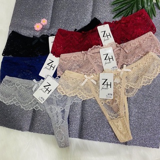 กางเกงชั้นในจีสตริงลูกไม้Sexy ดีเทลลูกไม้หยักคลุมขอบเอว🔥G-String 🔥ZH.679 มี 6 สี