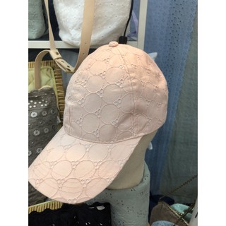 หมวกทรงแก๊ป รุ่นลูกไม้ #puttinglaceoncap สีชมพูอ่อน