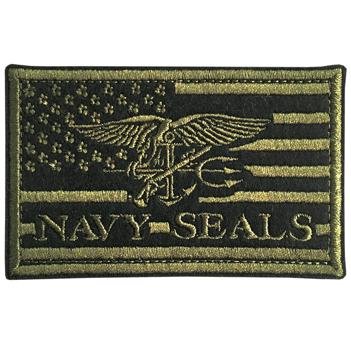 อาร์มรีดติดเสื้อ ปักลาย NAVY SEALS อาร์มติดเสื้อหน่วยซีล สีเขียวทหาร ธงอเมริกา อาร์มติดเสื้อทหาร สินค้าผลิตในไทยพร้อมส่ง