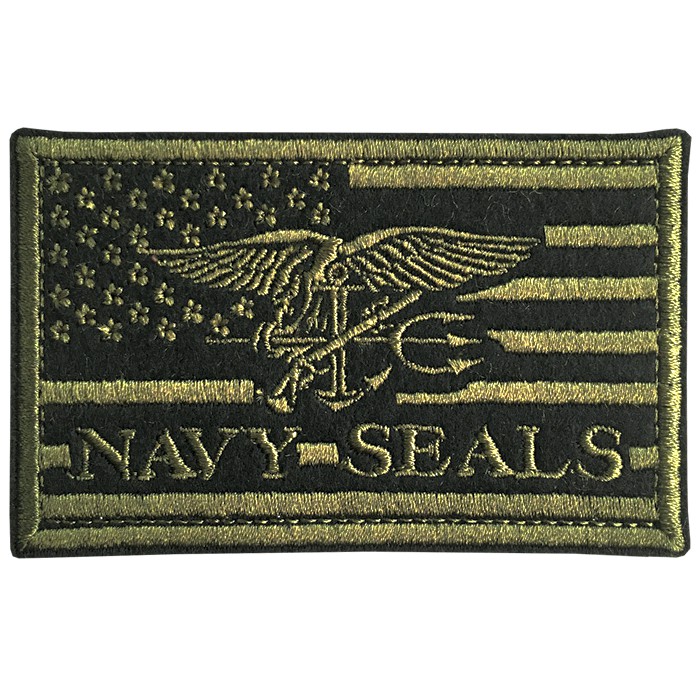 อาร์มรีดติดเสื้อ ปักลาย NAVY SEALS อาร์มติดเสื้อหน่วยซีล สีเขียวทหาร ธงอเมริกา อาร์มติดเสื้อทหาร สิน