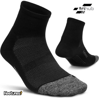 FEETURES Elite Light Cushion Quarter Black - Size S ถุงเท้าลดอาการเจ็บรองช้ำ แบบยาวหุ้มข้อ สำหรับวิ่ง