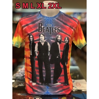 เสื้อ OVP (โอเวอร์ปริ้นท์) วง Beatles บีทเทิ่ล แขนสั้น ผ้าคอตตอนผสมโพลี พิมลายทั้งตัว