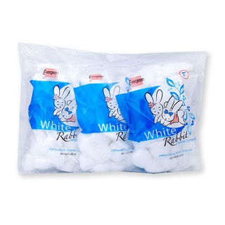 🔥*พร้อมส่ง*🔥 เอเวอร์กรีน สำลีก้อนกลม 40 กรัม แพ็ค 3 ห่อ Evergreen Cotton Ball White Rabbit 40 G x 3 Packs