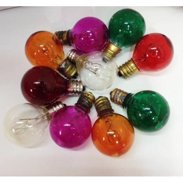 หลอดไฟศาลเจ้า หลอดG30 ขั้วE12 7W-10W  มีหลายสีให้เลือก คละยี่ห้อ