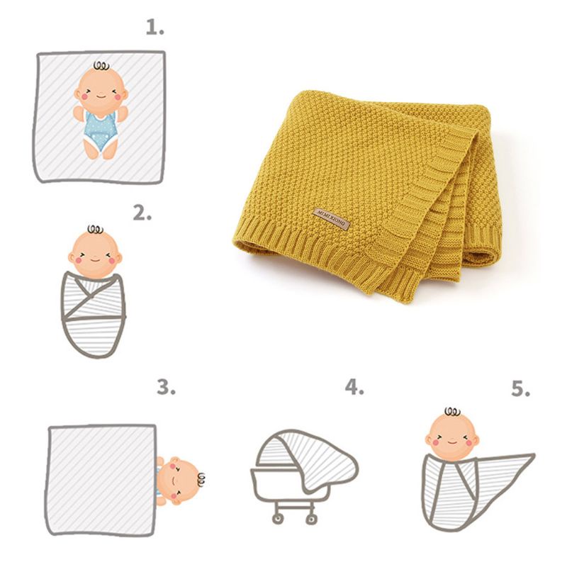 Mary Newborn Baby Blanket Knit Swaddle Wrap Blanket Soft Infant
