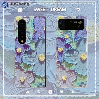 เคสโทรศัพท์มือถือ ลายภาพวาดสีน้ํามัน รูปดอกไม้ แฟชั่น สําหรับ Samsung Z Flip4 Z Flip3 Z Flip2 Z Flip1