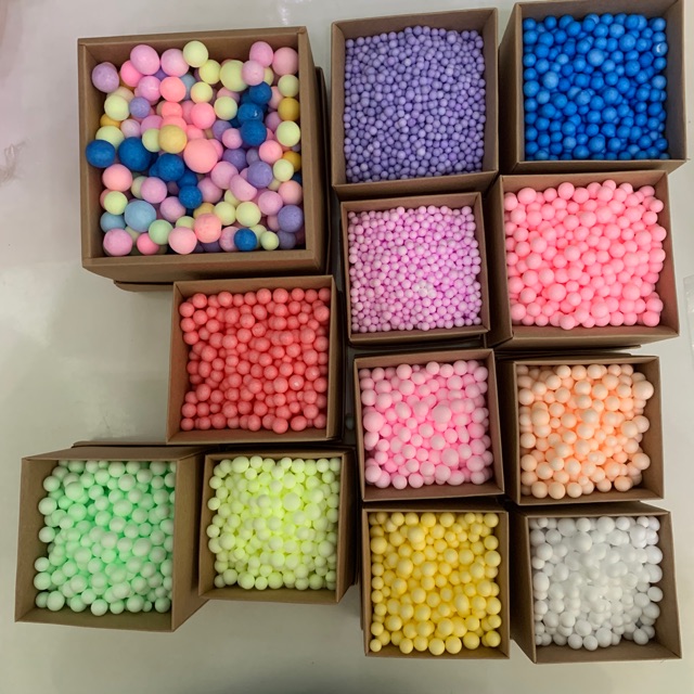 เม็ดโฟมสีเม็ดโฟมคละสีเม็ดโฟมสีราคาถูกสำหรับตกแต่งDiyใส่กล่องของขวัญกันกระแทกประดิษฐ์ต่างๆปัจฉิมทำของแถมจีบลูกค้า 50/100g