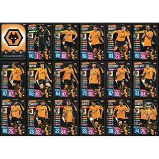 Match Attax 19/20 Wolverhampton Full Team Base Card Set 18 ใบ