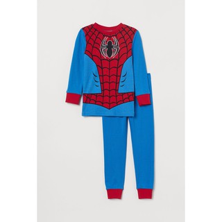 H&amp;M ชุดนอนเด็ก เสื้อแขนยาว กางเกงขายาว ลาย SPIDER-MAN สีน้ำเงิน แดง