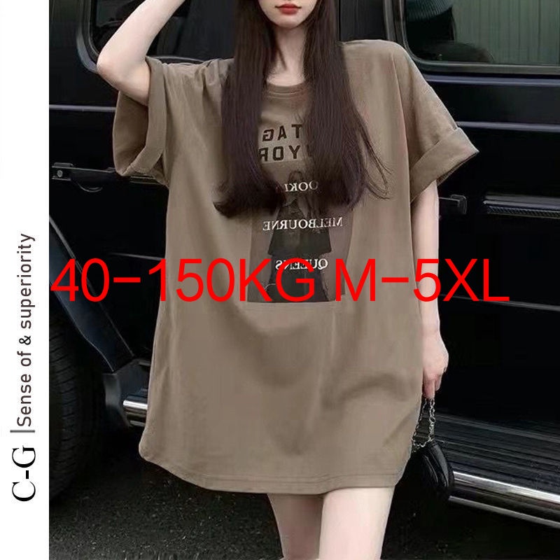 M-5XL 40-150kgmm2-300夏季新款半กีฬาเสื้อยืดแขนสั้นผู้หญิงขนาดใหญ่พิเศษขนาดใหญ่