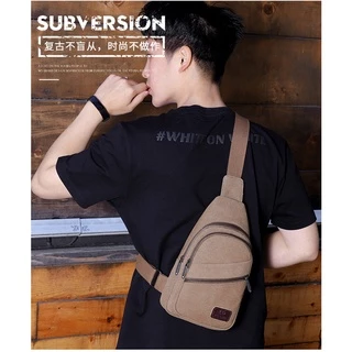 (w159)กระเป๋าคาดอก มี5ช่อง ผ้าหนาใบใหญ่ ผ้าผ้าแคนวาสแท้ vgetbag