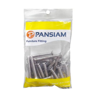 PANSIAM สกรูเกลียวเหล็กหัว F รุ่น TF-1234 ขนาด 12 x 3/4 นิ้ว (แพ็ค 25 ตัว) สีนิกเกิล