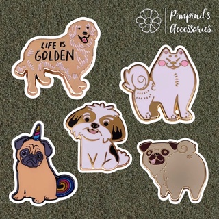 🇹🇭 พร้อมส่ง : 🐶 เข็มกลัดเซ็ทสุนัขซามอยด์,ปั๊กและชิสุ | Samoyed, Pug &amp; Shih Tzu Dog Enamel Brooch Pin Set.