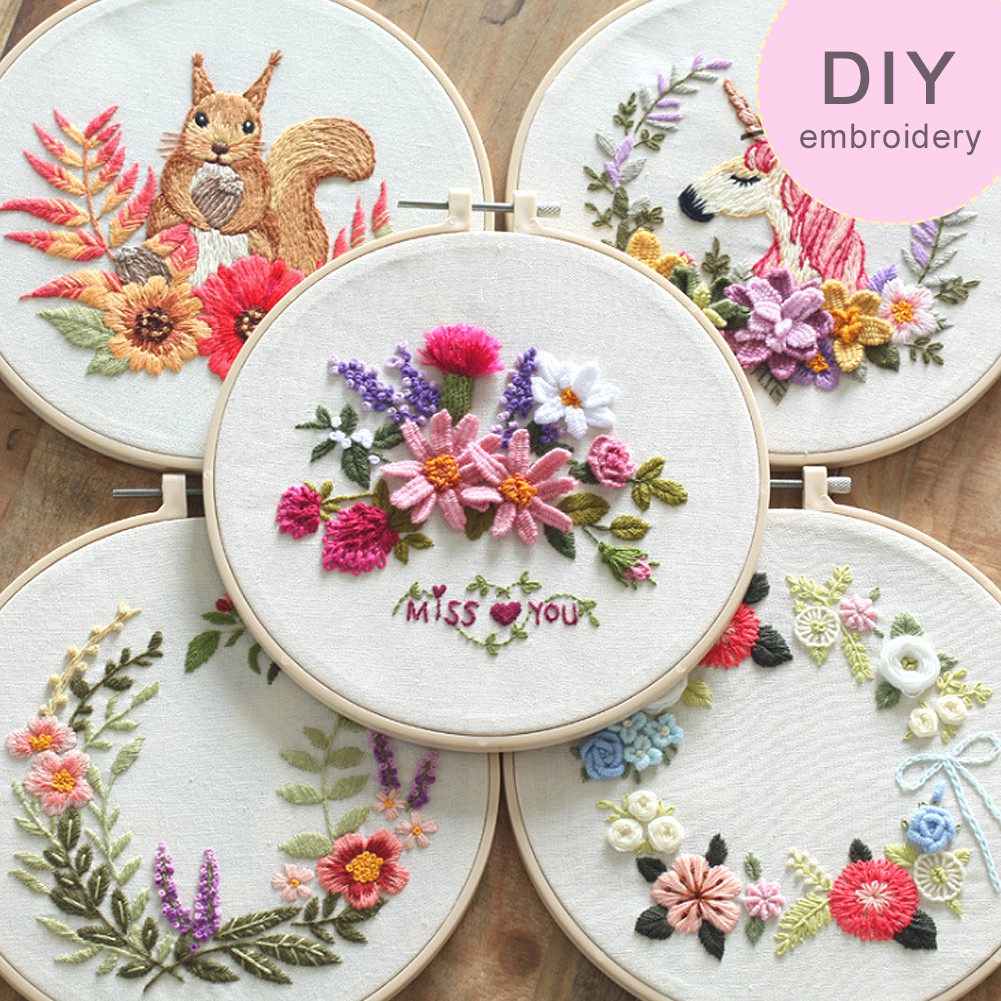 Cg Diy Embroidery Handcraft Embroidery Hoop Home Decor Needlework Cross Stitch Kit Jebs Shopee Thailand