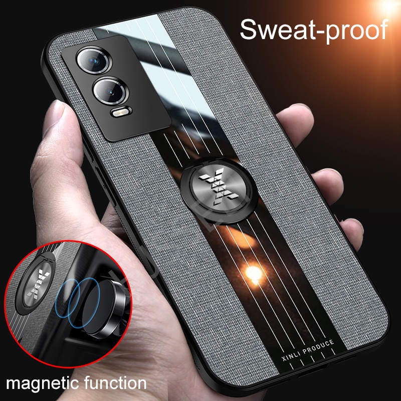เคส VIVO Y76 5G พลาสติกแบบแข็ง Armor Car Bracket Shockproof Phone Case Back Cover VIVO Y765G Y 76 20