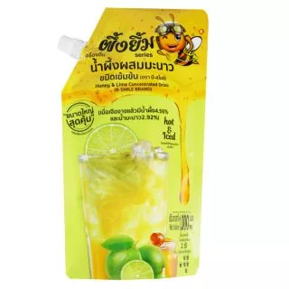 (ยกลัง)​น้ำผึ้งผสมน้ำมะนาวเข้มข้น​ ตรา​ บี-สไมล์​ (ผึ้งยิ้มSeries)​ ขนาด1000ml.X6ถุง