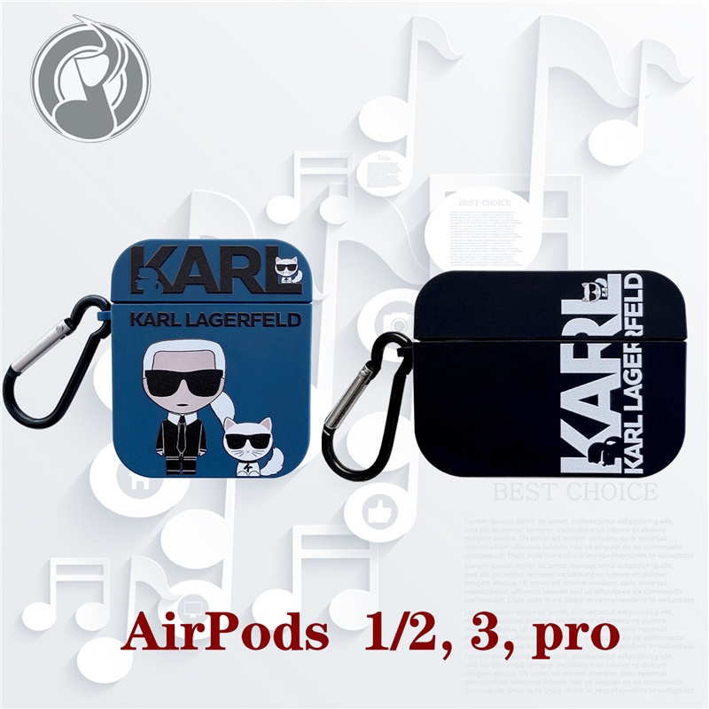 Karl Lagerfeld 】 เคส AirPods สําหรับ 1 2 3 Pro คุณภาพสูง Matte TPU แฟชั ่ นแบรนด ์ Apple ชุดหูฟังบลูทูธไร ้ สายป ้ องกันซิลิโคนนุ ่ ม