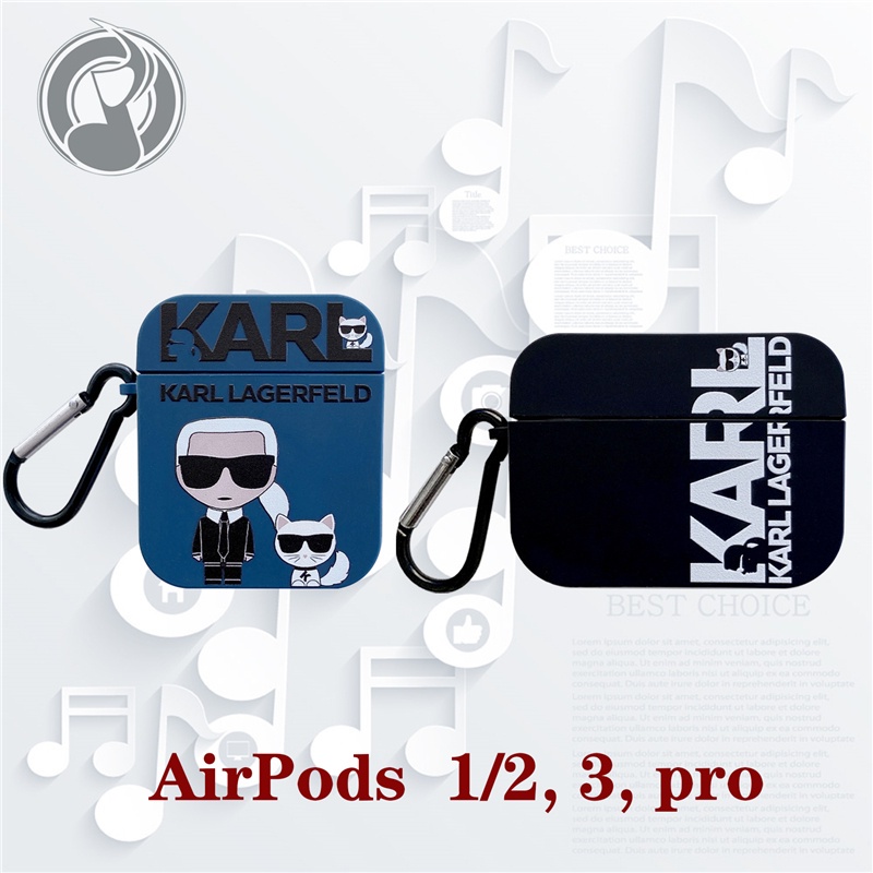 Karl Lagerfeld เคส AirPods สําหรับ 1 2 3 Pro คุณภาพสูง Matte TPU แฟชั่นแบรนด์ Apple ชุดหูฟังบลูทูธไร