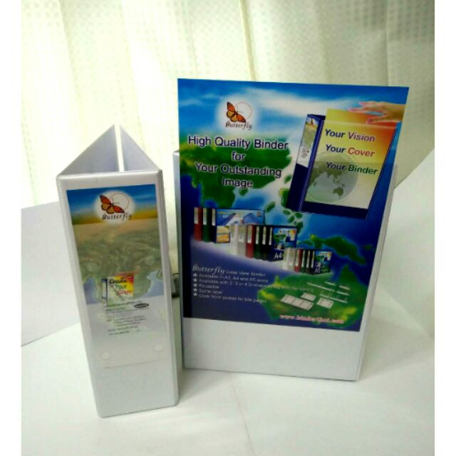 แฟ้มคลิปสปริง A4 สัน 8 ซม.(3 นิ้ว)สอดปก สีขาวBUTTERFLY 80-2S