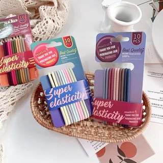ยางมัดผม Princess Hair Elastics 1 เซท 5 สี 10 เส้น คุ้มสุดๆ ยางรัดผม ยืดหยุ่นดี ไม่ย้วย มาเป็นแพคเกจน่ารัก โดนัทมัดผม