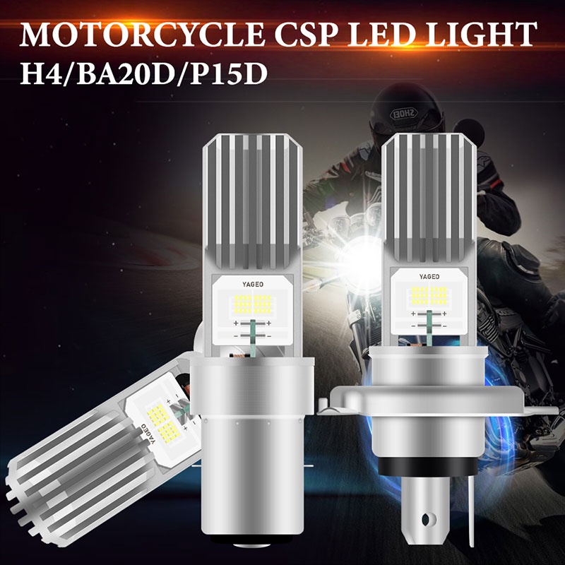 1 PC H4 12v-80v CSP LED ไฟหน ้ ารถจักรยานยนต ์ หลอดไฟ P15D BA20D สีขาว