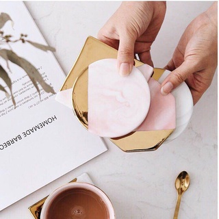 ℗✱✇Creative Marbled เซรามิคฉนวนกันความร้อน Non-SLIP placemat Coaster Coaster ชากาแฟถ้วยถาดถาดถาดซูชิ