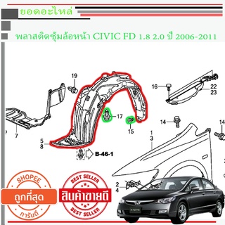 HONDA CIVIC FD พลาสติกซุ้มล้อหน้า CIVIC FD 2006-2011  1.8  2.0  คู่ละ 900