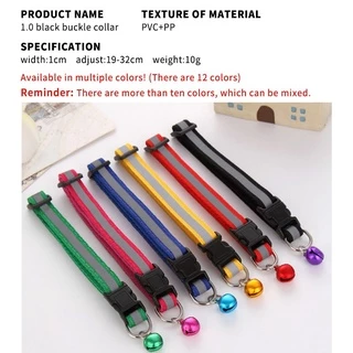 😺Hipetime shop😺ปลอกคอสัตว์เลี้ยง ปลอกคอสุนัข หมา ปลอกคอแมว bell collar มี 12 สี ปรับขนาดได้ (สายสะท้อนเเสง ตัวล็อกสี)