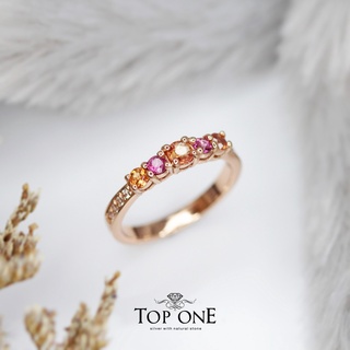 Top1Jewelry แหวนเงินแท้925 พลอย Orange Sapphire Purplish Pink Tourmaline แท้