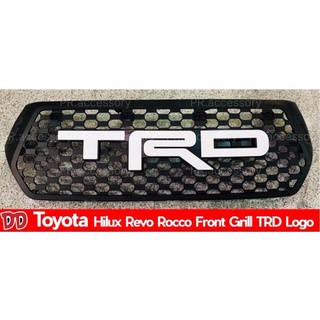 PR กระจังหน้ารถ TOYOTA REVO ROCCO TRD สีขาว แบบมีไฟ LED 4 จุดแสงขาว