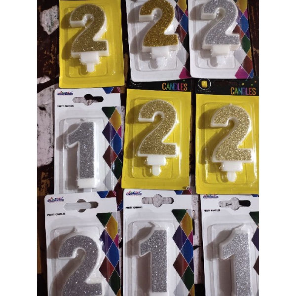 LILIN GLITTER CAKE CANDLES/GOLD SILVER CANDLES/เทียนตัวเลข