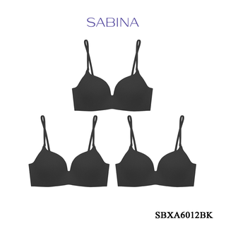 Sabina เสื้อชั้นใน Invisible Wire(Set 3 ชิ้น)  (ไร้โครง) รุ่น Doomm Doomm รหัส SBXA6012BK สีดำ