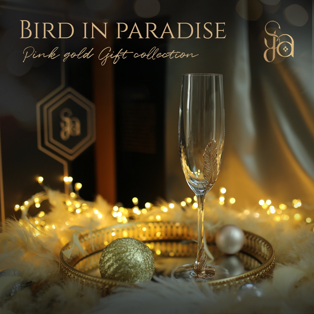 SaYa แก้วแชมเปญ Champagne Glass Bird in Paradise Pewter Color / Pink Gold Color