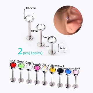 ต่างหู สเตนเลส คริสตัล Tragus Helix 2 ชิ้น