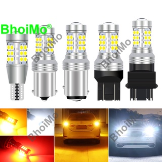 Bhoimo หลอดไฟท้ายรถยนต์ ไฟเบรก LED โคมไฟสัญญาณอัตโนมัติ Highlight ตัวชี้วัด DRL 27smd 1156 1157 T20 T15 3030 P21W  W16W S25 T25 7443 7440 3157 3156 PY21W BA15S BAU15S BAY15D P21 5W W21W  DC12V สีแดง สีเหลือง