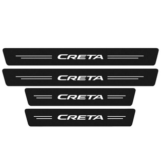 สติกเกอร์ป้องกันรอยขีดข่วน ลายโลโก้ตัวอักษร Hyundai Creta 4 ชิ้น สําหรับตกแต่งประตูรถยนต์