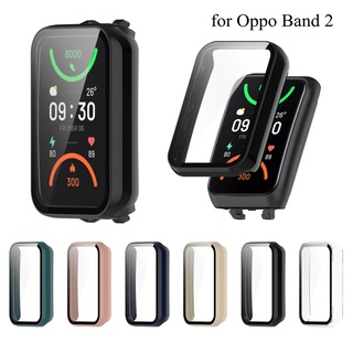 สําหรับ Oppo Band2 เต็มจอ PC แข็ง ป้องกัน ฟิล์มกระจกนิรภัย กันชน + เคสป้องกัน สําหรับ Oppo Band รุ่นที่ 2