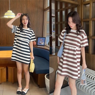 chuuchop_พร้อมส่ง(C7903)✨🧸🥯Melody dresss ชุดเดรสสั้นลายทาง มี2สี