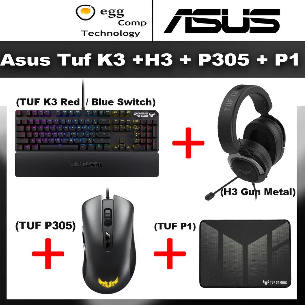 ASUS TUF Gaming K3 Blue/Red Switch RGB Mechanical Wired Keyboard