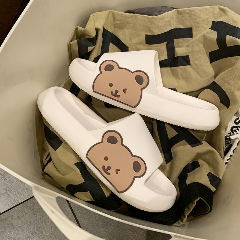พร้อมส่ง รองเท้าแตะแฟชั่นใส่นิ่มสบาย รองเท้าผู้หญิง รองเท้าแตะ ลายน้องหมี น่ารัก กันลื่น