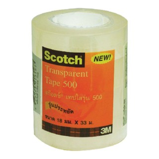 SCOTCH สก๊อตซ์ เทปใส เบอร์500 กว้าง3/4นิ้ว ยาว36หลา (กว้าง18mm ยาว33M) Transparent Clear Tape Adhesive (สินค้ามีตัวเลือก