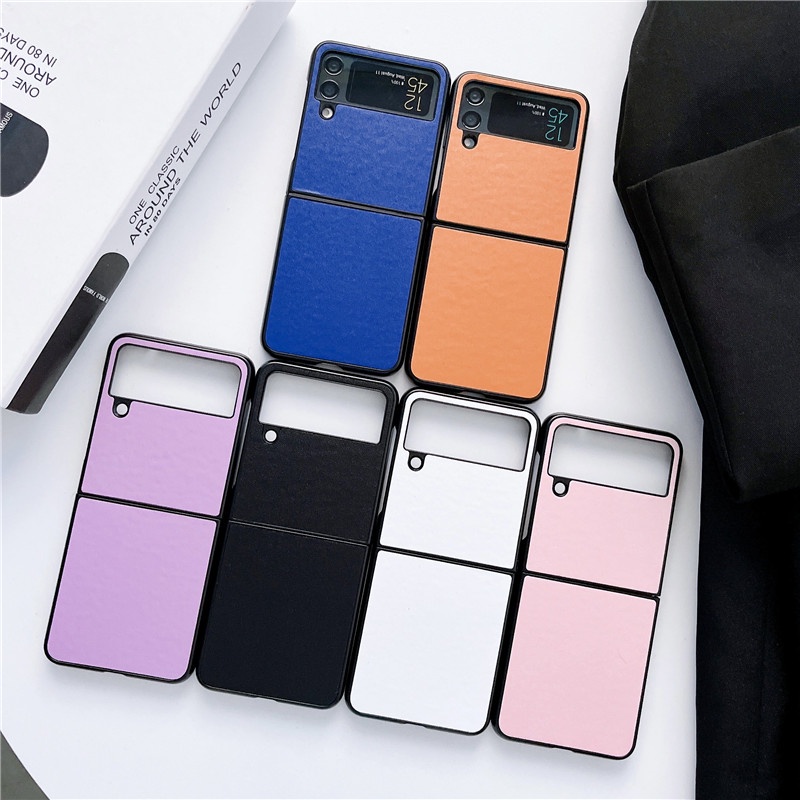 ปลอกหนังสีทึบ Samsung Galaxy Z Flip 4 Z Flip 3 5G Z Flip 4 Zflip3 กันกระแทกป้องกัน Samsung Z Flip4 Z