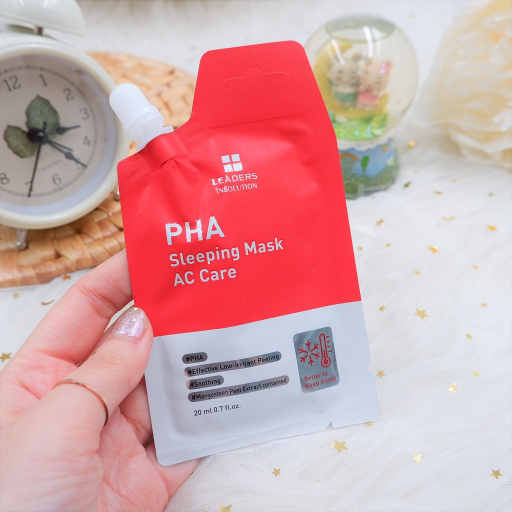 สลีปปิ้งมาส์กแบบซอง Leaders Insolution PHA Sleeping Mask 20 ml. สูตร AC Care