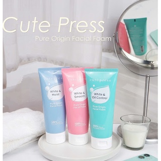 ⚡FLASH SALE⚡♡พร้อมส่ง CUTE PRESS โฟมล้างหน้า PURE ORIGIN WHITE &amp; MOIST FACIAL FOAM