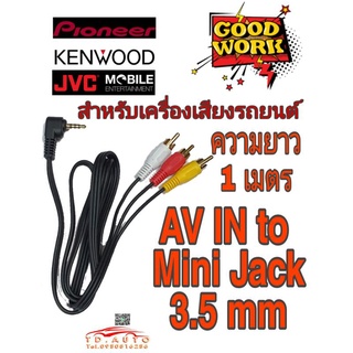 สาย AV IN mini jack 3.5 mm ใช้สำหรับจอรถยนต์อย่าง pioneer jvc kenwood เพื่อต่อสัญญาณ IN PUT