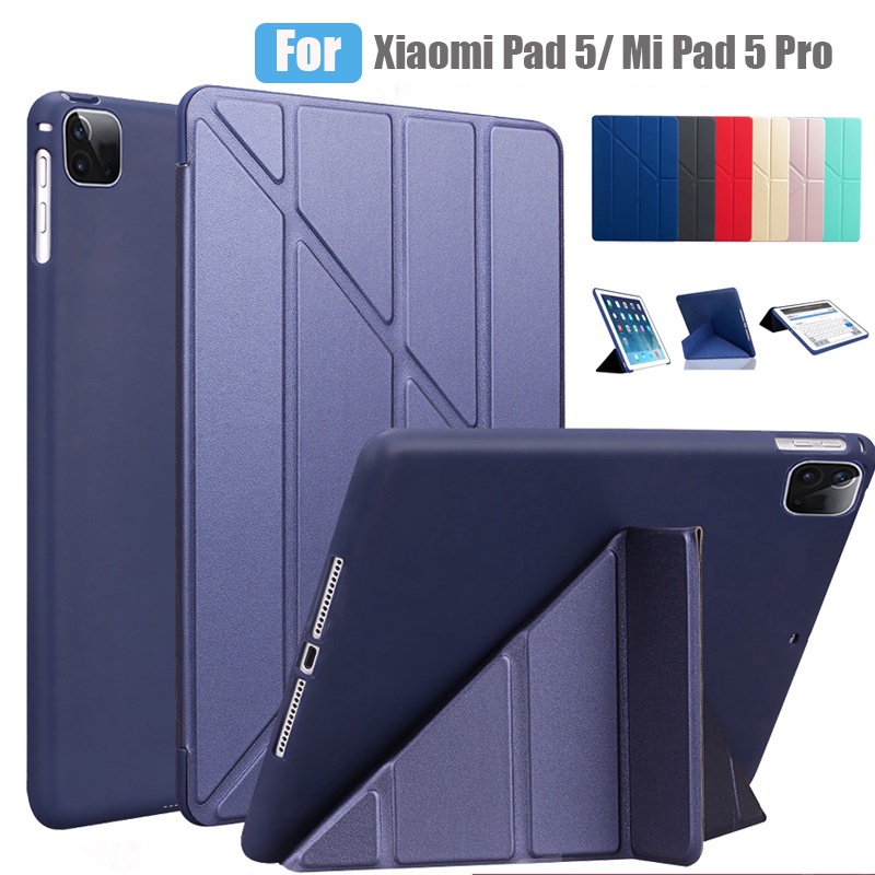 เคสซิลิโคนหนังนิ่ม ฝาพับ พร้อมช่องใส่บัตร และขาตั้ง สําหรับ Xiaomi Pad 5 MiPad 5 Pro 11 นิ้ว Xiaomi Mi Pad 5 5 Pro 2021