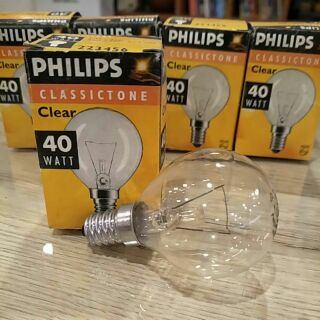 หลอดปิงปองใส แสงเหลือง 40W 220-240V ขั้วเกลียว ฟิลลิฟ **เลิกกิจการ**