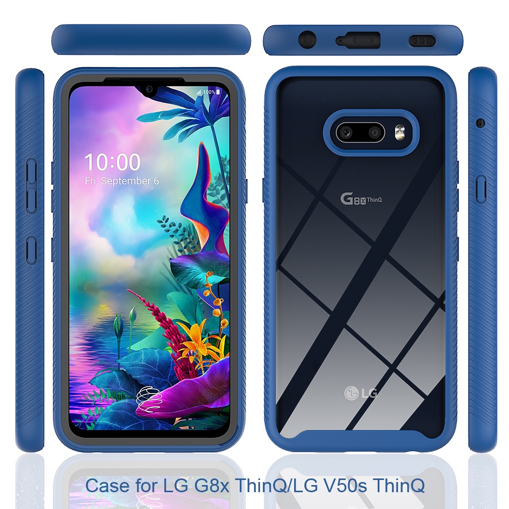 LG V60/V50S/G8 ThinQ/G8X/Stylo 7 5G 2 in 1 Hybrid Hard PC & Silicone Front Back Clear Full protectio