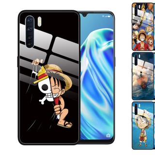 Realme C11 C12 C15 Realme5 5i 5S 6 X2 Pro XT Realme 7 6 Pro X50 กรณีโทรศัพท์กระจก ปกโทรศัพท์ Phone Case One Piece Luffy Tempered Glass Cover Anti-Scratch