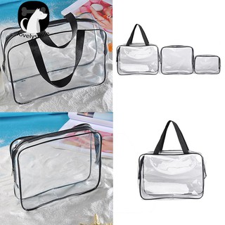 (L) กระเป๋าซิป พลาสติก  PVC ใส กันน้ำ กระเป๋าใส่เครื่องสำอาง สำหรับเดินทาง